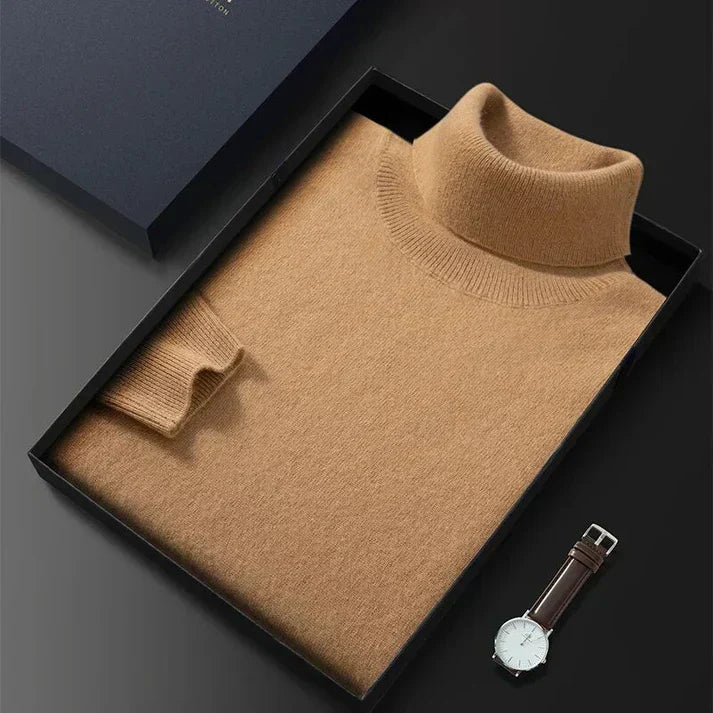 Comfortable men's classic knit turtleneck sweater, a versatile pullover for everyday wear & winter warmth.