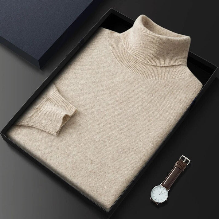 Men's classic knit turtleneck pullover sweater, offering a slim fit & comfortable design for any occasion.