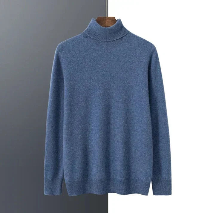 Men's classic knit turtleneck pullover sweater for comfortable and stylish winter layering. Slim fit design.