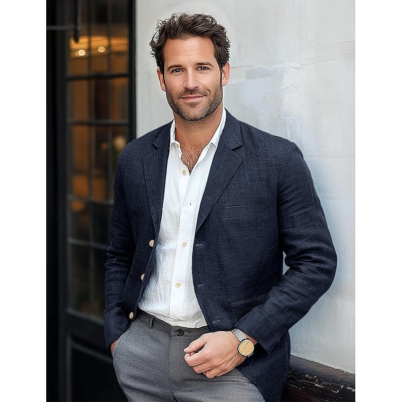 Men's classic lightweight blazer, perfect for smart casual or business attire, all-season versatile style.