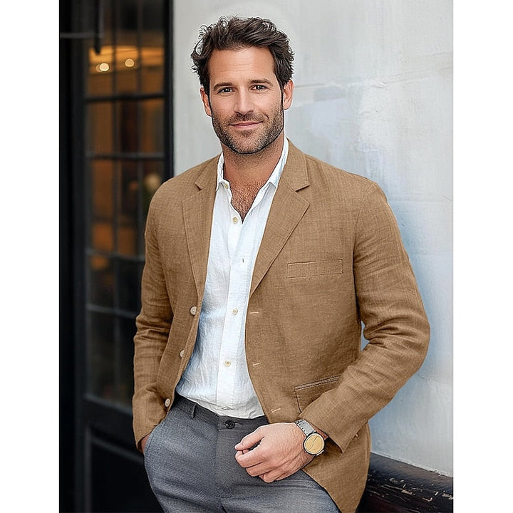 Lightweight men's classic blazer, comfortable all-season smart casual jacket for versatile elegant men's fashion.