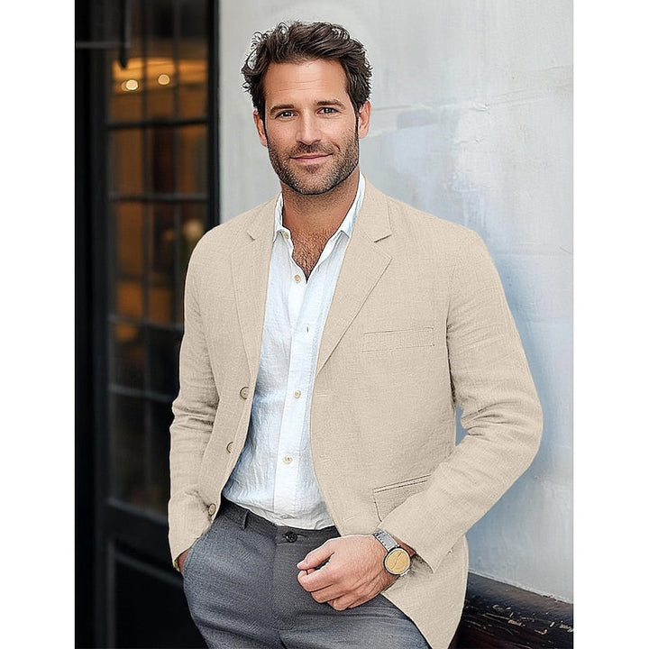 Versatile men's classic lightweight blazer. An essential smart casual jacket for all-season elegant men's fashion.