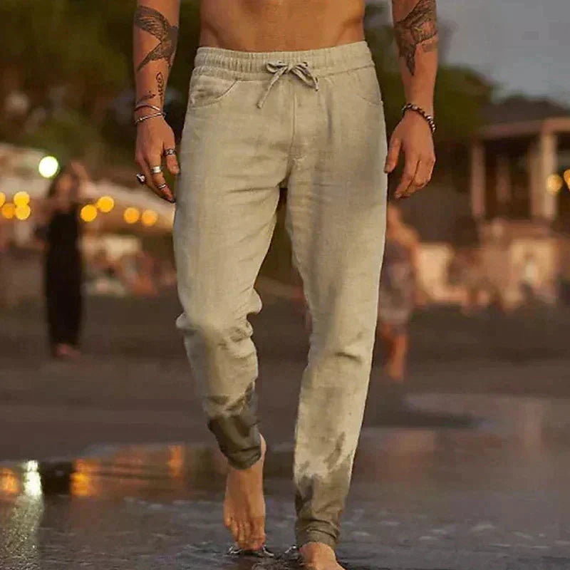 Men's classic linen pants, relaxed fit for stylish summer comfort. Breathable and lightweight trousers.