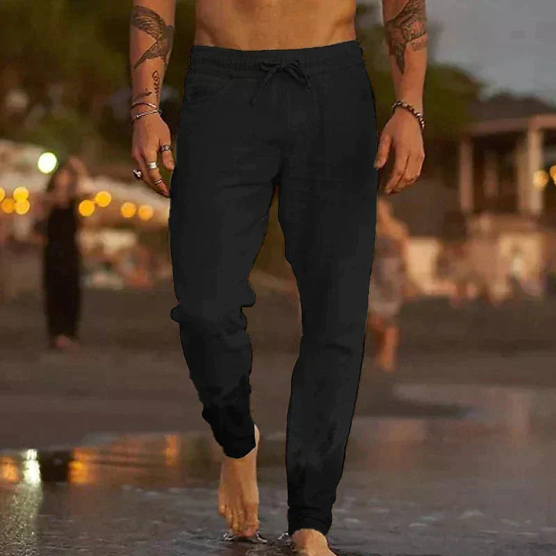 Relaxed fit men's linen pants. Designed for ultimate comfort and a breathable, cool feel in summer.