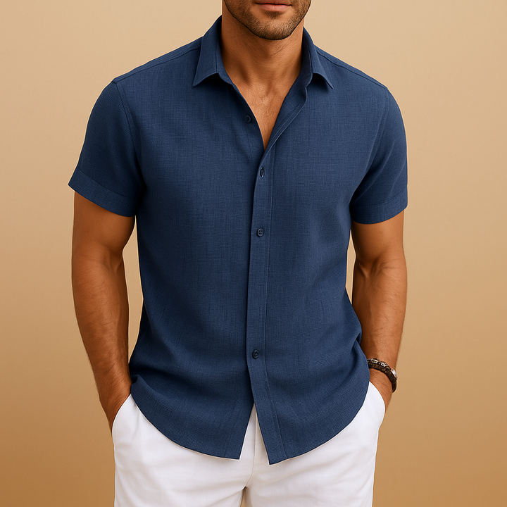 Men's classic long sleeve shirt in crisp white, perfect for versatile everyday and smart casual wear.