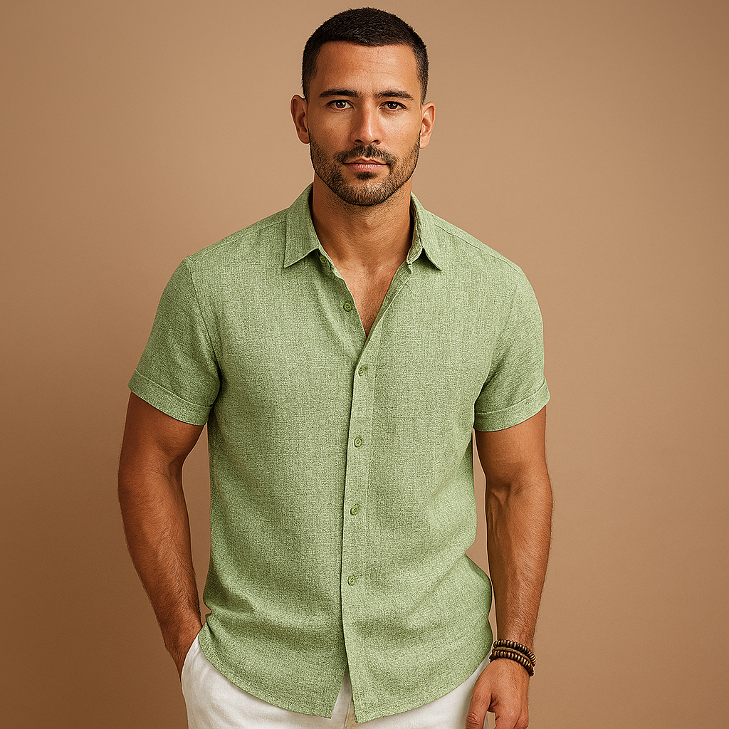 Modern men's long sleeve collared shirt, a timeless wardrobe staple for smart casual and semi-formal wear.