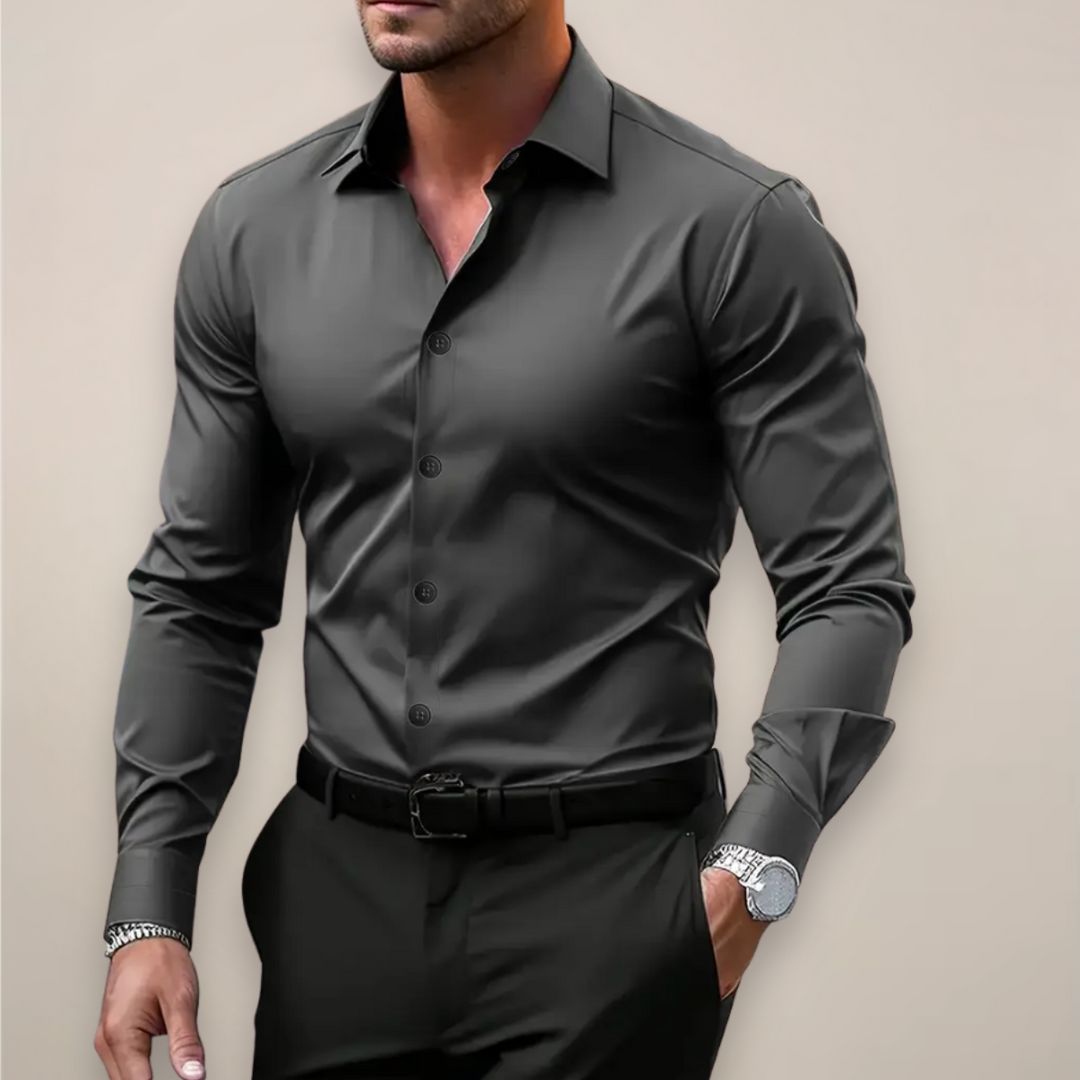Men's classic notched collar long sleeve shirt, perfect for smart casual or business casual outfits.