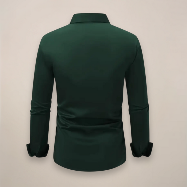 Elevate your look with this men's notched collar long sleeve shirt, perfect for versatile business casual styling.