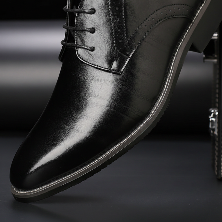 Comfortable men's perforated oxford dress shoes with anti-slip, shock-absorbing sole, ideal for work & office.