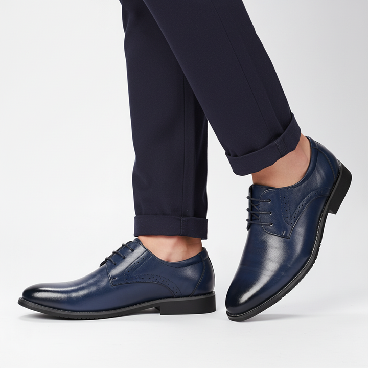 Adrian premium leather men's perforated oxford dress shoes, featuring a timeless lace-up design for formal wear.