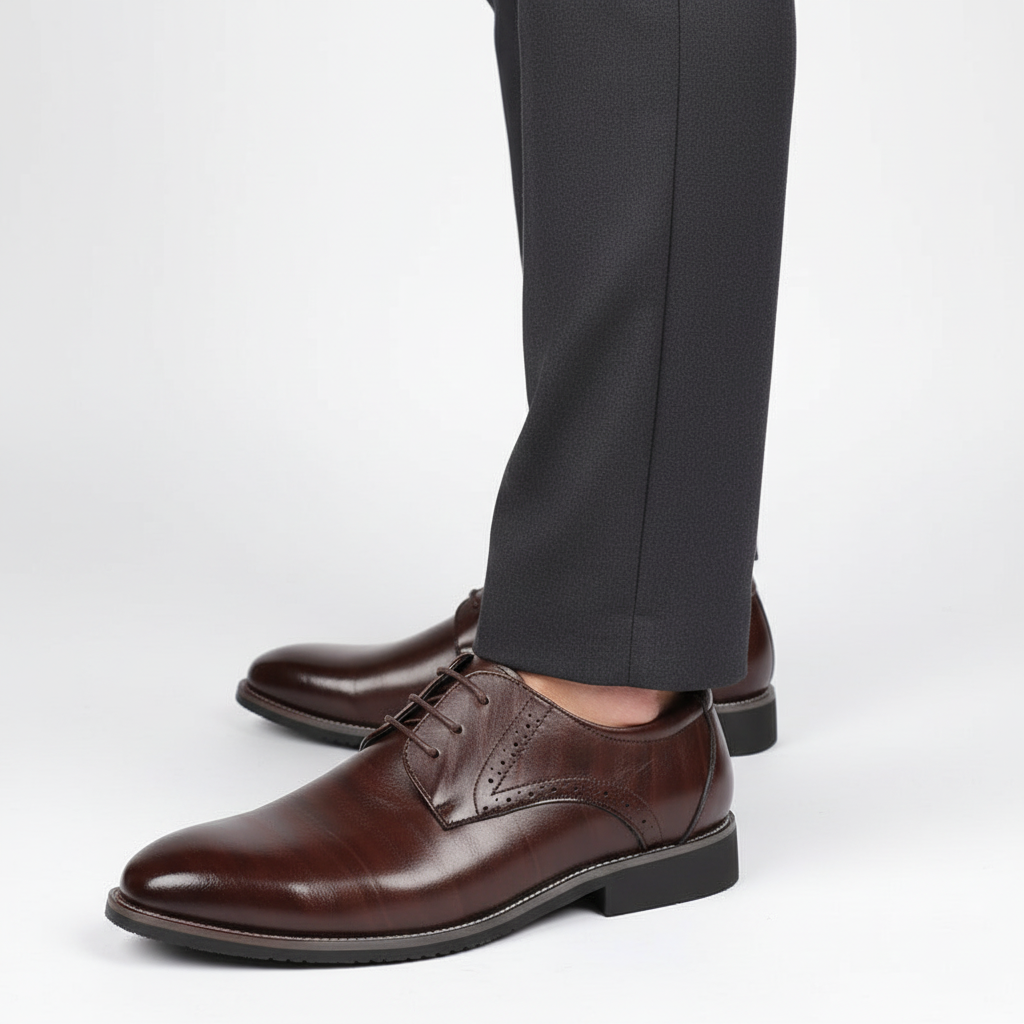 Versatile & comfortable men's perforated oxford dress shoes. Classic lace-up design with shock-absorbing sole.