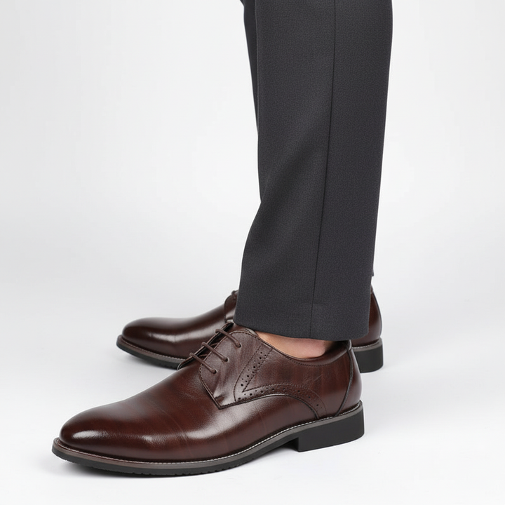 Versatile & comfortable men's perforated oxford dress shoes. Classic lace-up design with shock-absorbing sole.