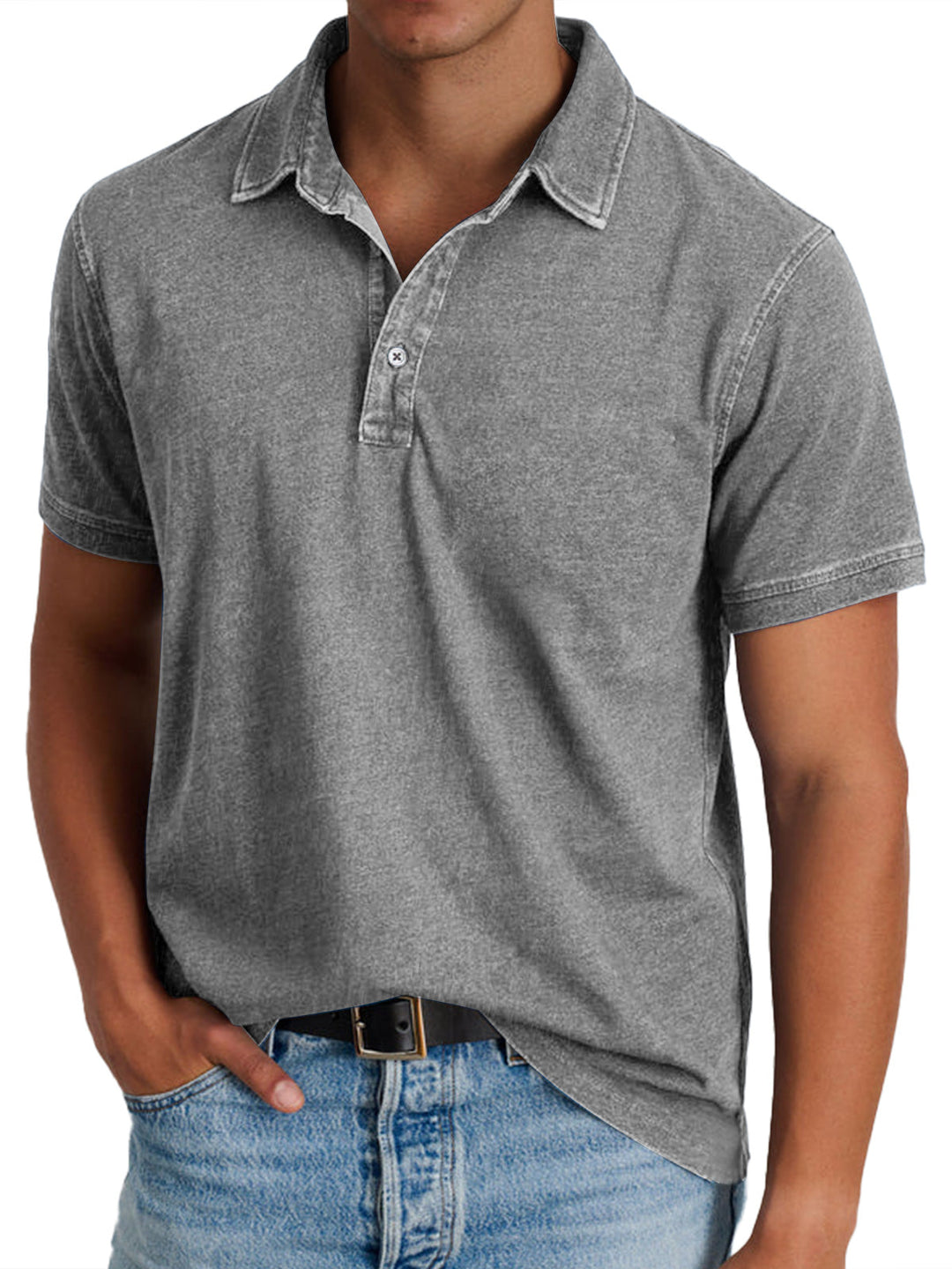 Refined men's short sleeve polo, classic design, comfortable relaxed fit. Perfect for casual wear.