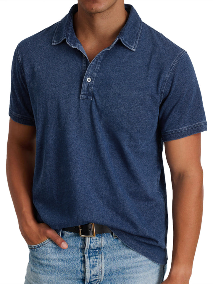 Men's versatile polo shirt with button placket, relaxed fit. Great for spring and summer casual fashion.