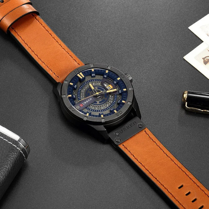 Everyday men's classic leather watch with quartz movement. Timeless style, water-resistant, and comfortable for daily wear.