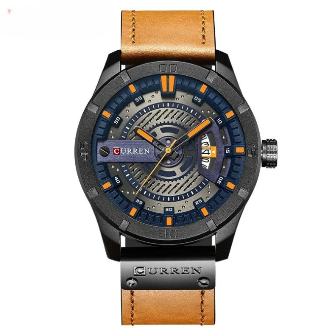 Timeless men's leather quartz watch, an ideal accessory for the modern gentleman. Classic design with an alloy case.
