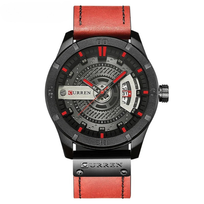 Durable water-resistant men's quartz watch with a comfortable leather band and classic alloy case. Perfect everyday style.