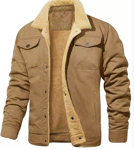 Men's Shearling Collar Winter Jacket. Warm, cozy, and stylish classic outerwear for men.