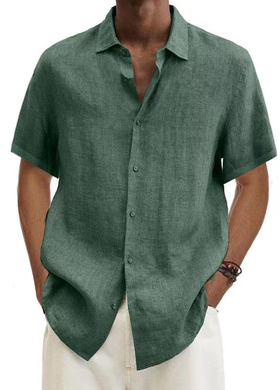 Men's summer short-sleeve collared shirt, a casual button-up top for comfortable everyday fashion.