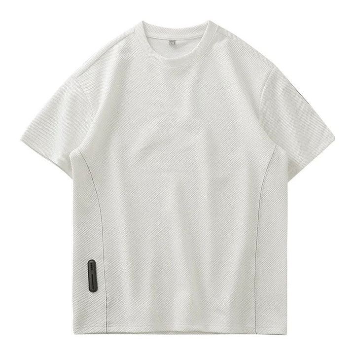 Men's classic short sleeve waffle knit t-shirt with crew neck. Comfortable textured everyday tee for casual wear.