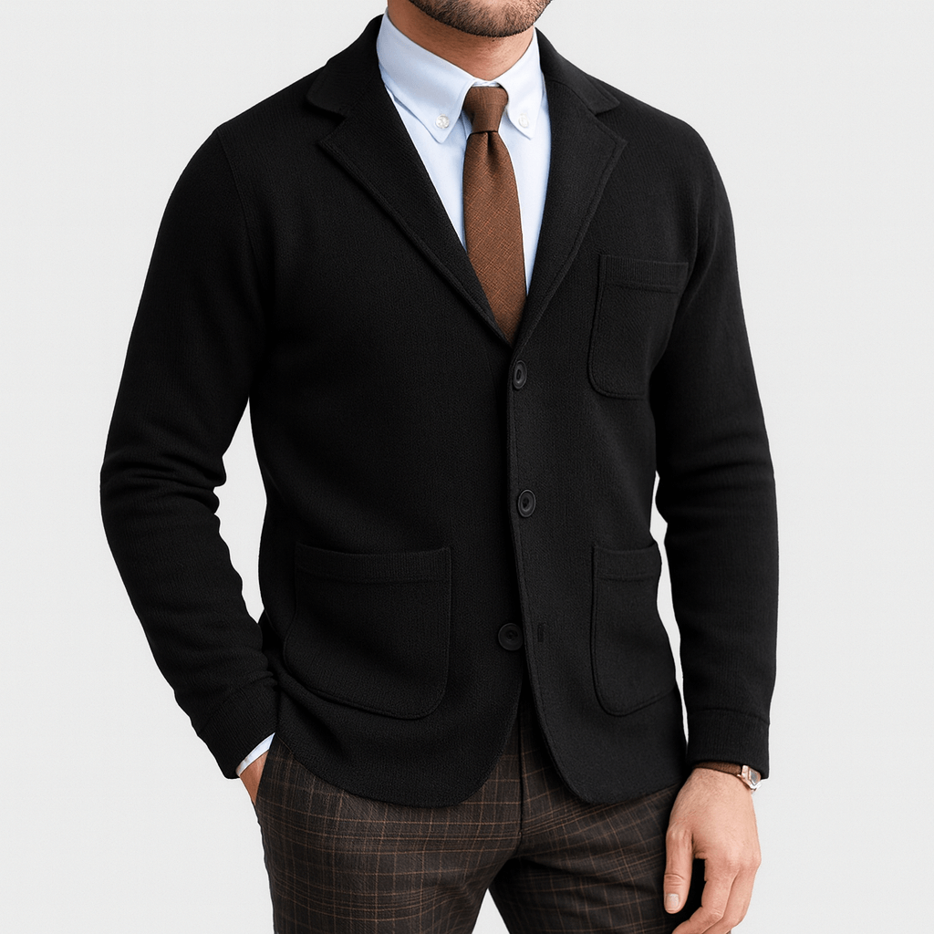 Versatile men's classic single-breasted blazer for smart casual or formal business attire.