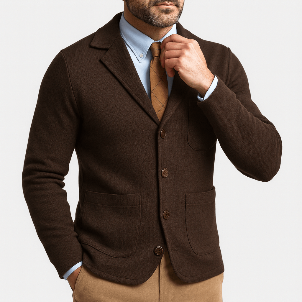 Adaptable men's single-breasted blazer, a classic tailored jacket perfect for business or smart casual wear.