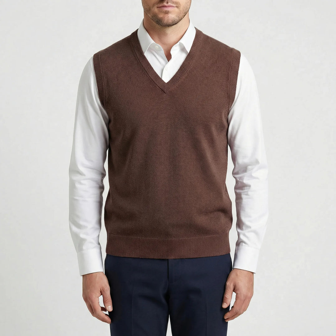 Classic men's V-neck sleeveless vest. Timeless design, perfect for comfortable and stylish layering.