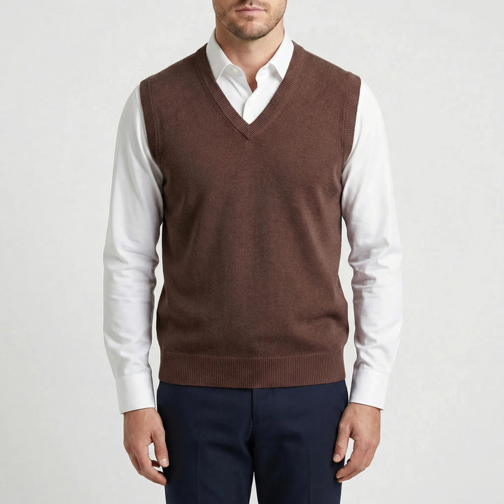 Classic men's V-neck sleeveless vest. Timeless design, perfect for comfortable and stylish layering.