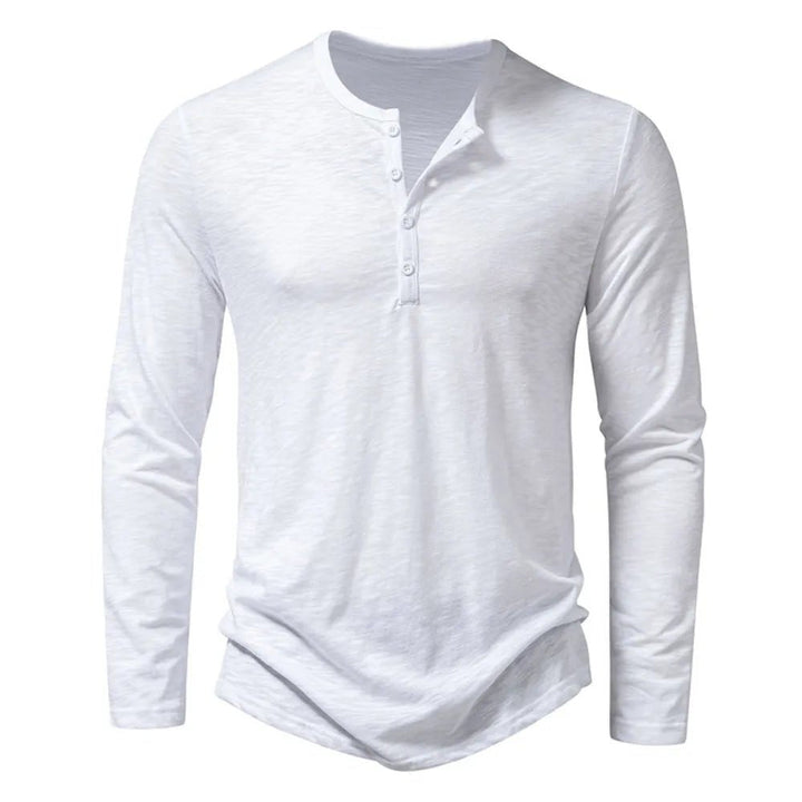 Men's long sleeve slim fit Henley, great for layering or standalone casual wear; classic & comfortable.