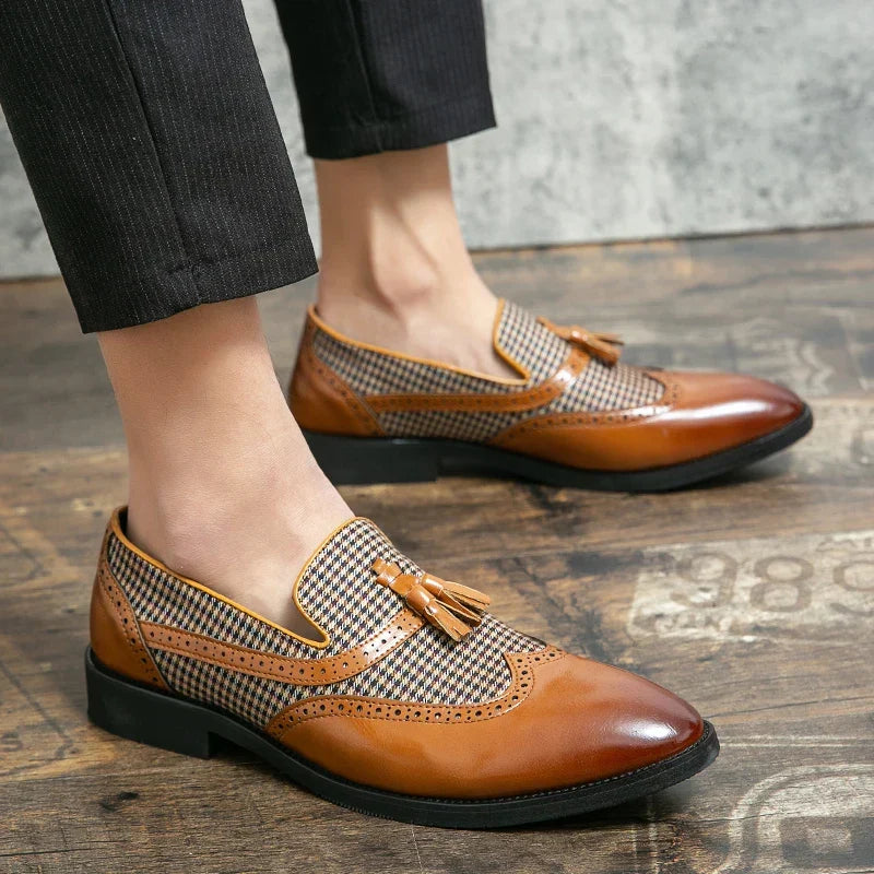 Men's elegant slip-on loafers featuring cushioned comfort for all-day wear. Classic style, durable men's fashion footwear.