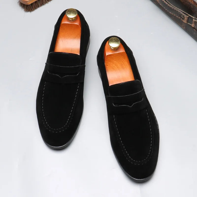Stylish men's dress loafers with a sleek, minimalist design, ideal for versatile casual footwear.