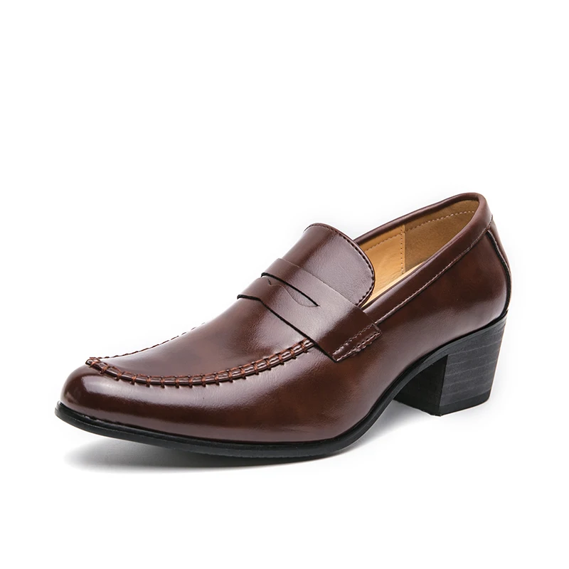 Close-up of men's black formal loafers, highlighting comfortable slip-on design and elegant finish for work shoes.