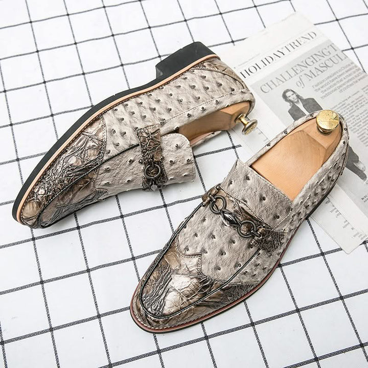 Textured men's loafers with a classic slip-on design, perfect for elegant casual or dressy looks.