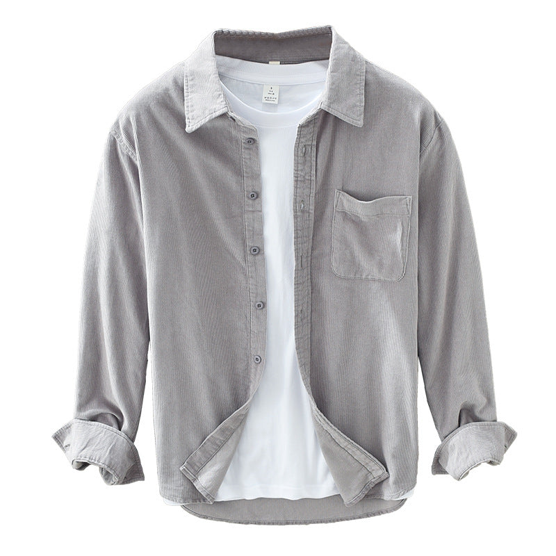 Modern men's textured button-up shirt. Long sleeve top suitable for smart casual, office or daily wear.