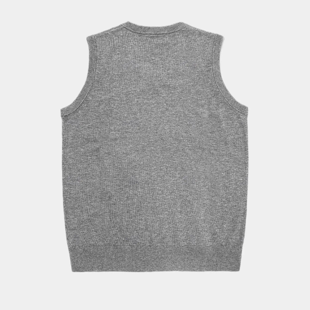 Comfortable men's V-neck knit vest for stylish layering, suitable for all-season casual & formal wear.