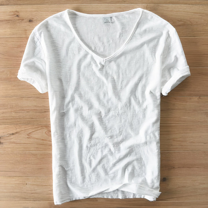 Men's classic V-neck t-shirt, comfortable and lightweight for summer fashion.
