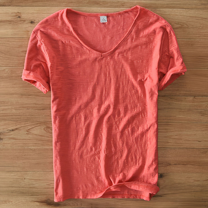 Lightweight short-sleeve men's V-neck t-shirt, perfect for casual summer comfort.