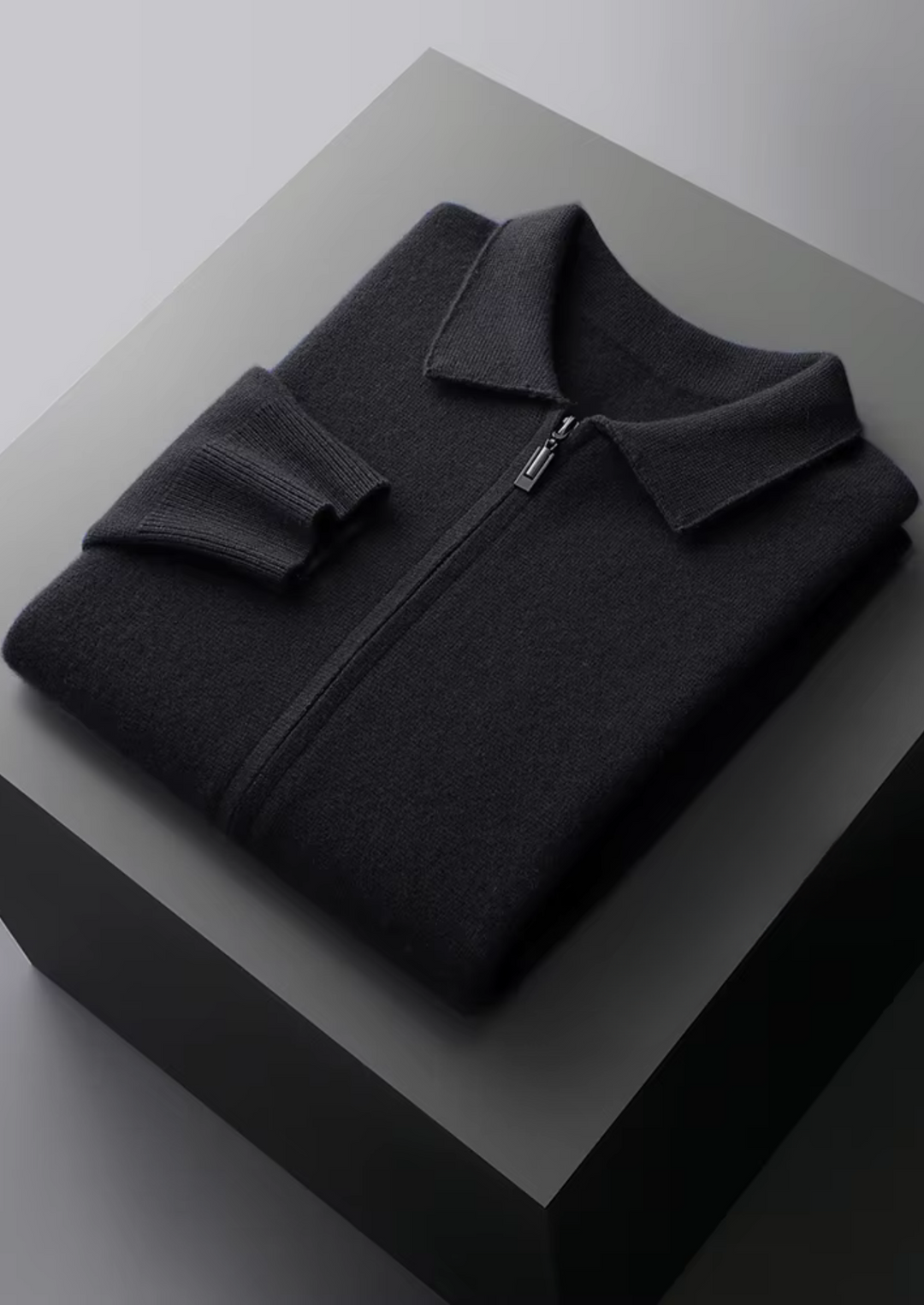 Stylish men's smart casual zip-up sweater, perfect for layering and comfort.