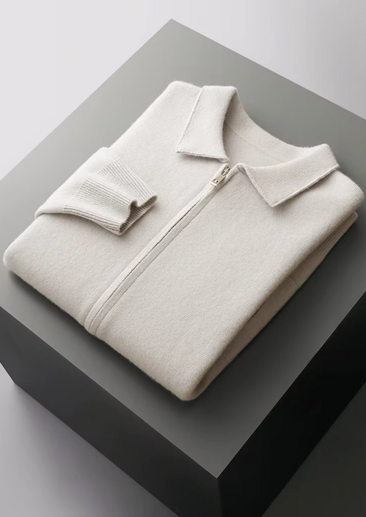 Men's premium zip-up cardigan, a versatile and stylish choice for all seasons.