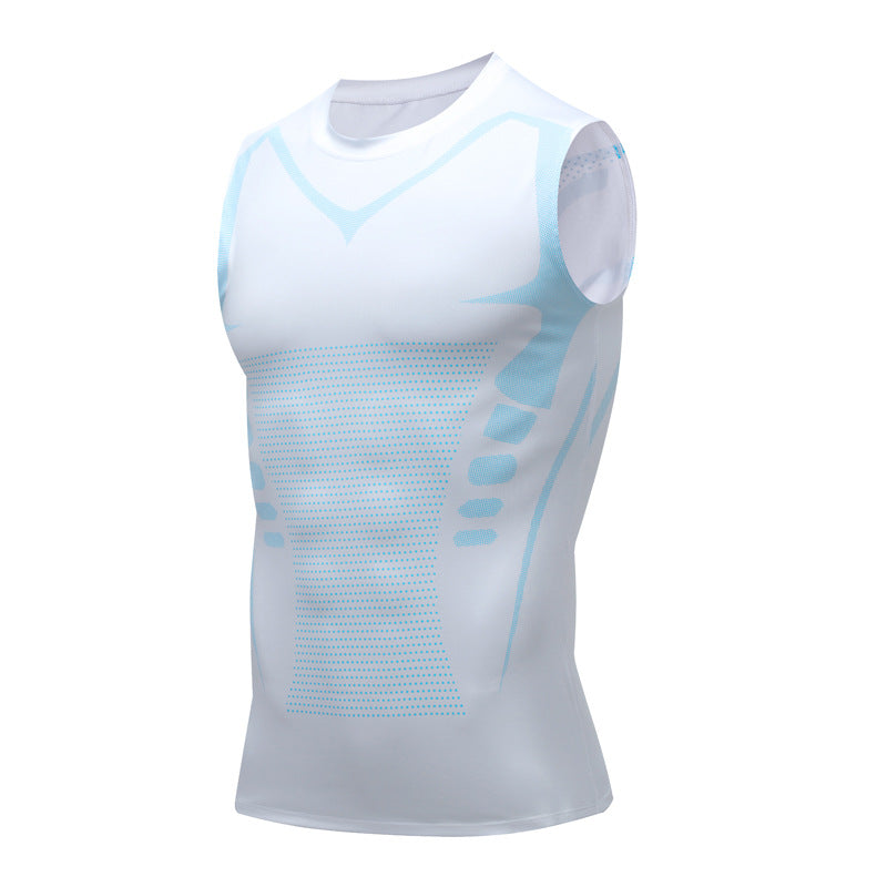 Close-fit men's graphic print athletic tank for gym. Performance activewear for unrestricted movement & fitness.