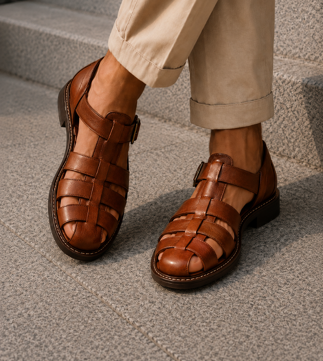 Everyday men's closed-toe fisherman sandals featuring an adjustable strap for a personalized comfortable fit.