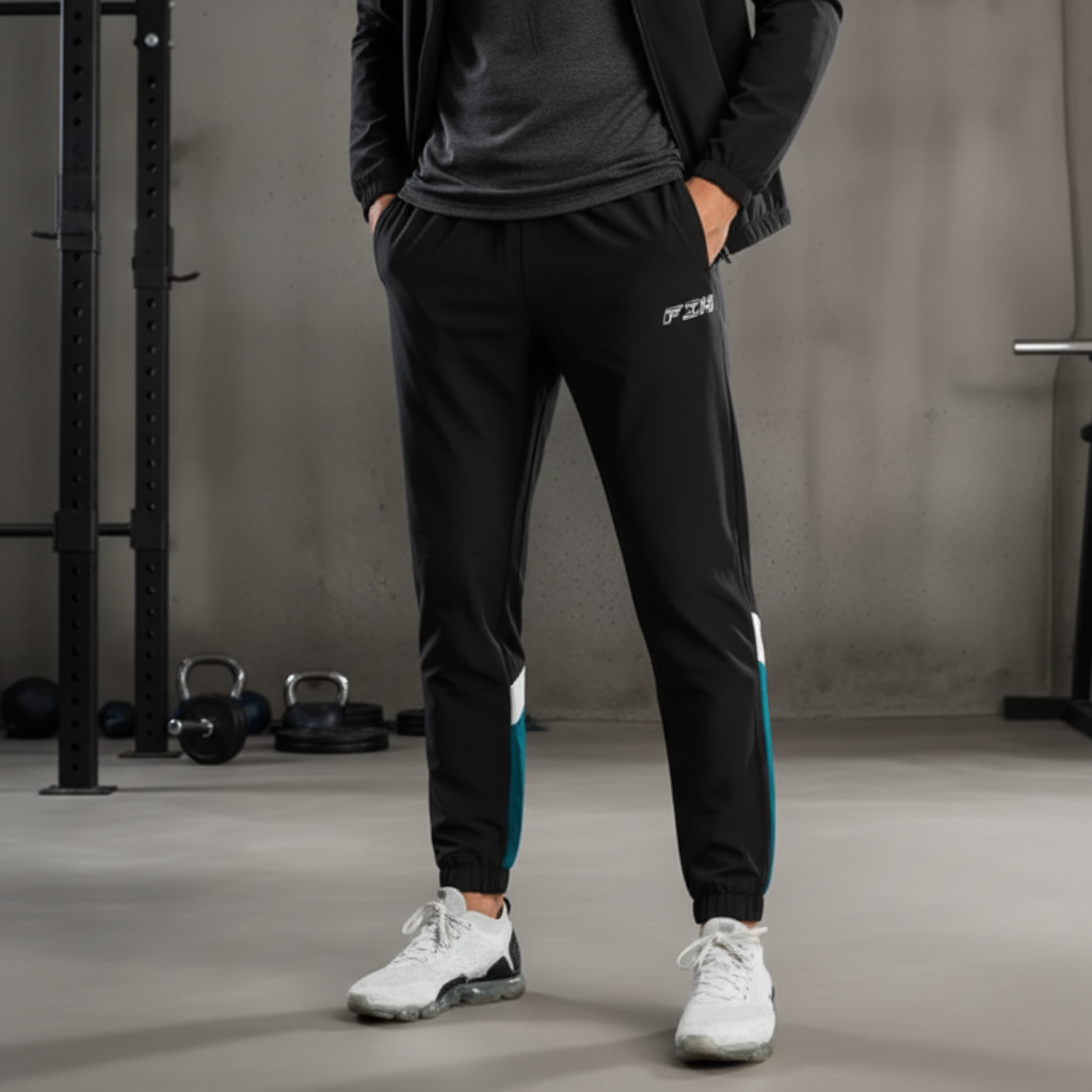 Men's color block athletic tracksuit set, Clyde design. Ideal for gym, jogging & training comfort.