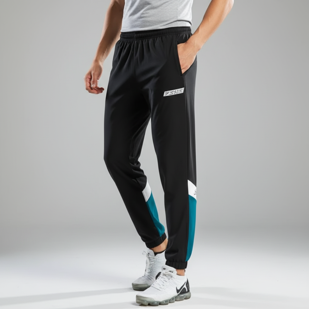 Men's athletic colorblock tracksuit. Comfortable activewear set for training, jogging & gym sportswear.