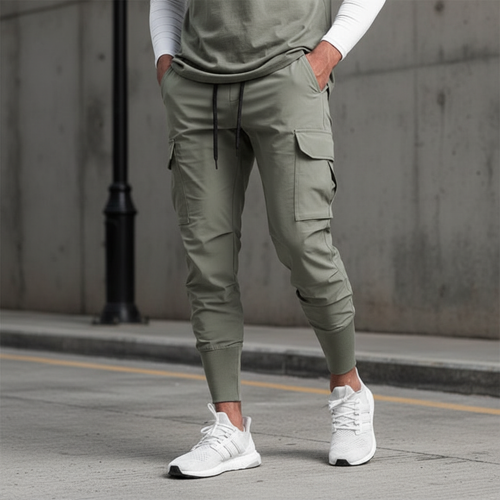 Men's comfort stretch jogger pants with pockets for active lifestyle & casual wear.