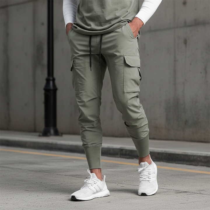 Men's comfort stretch jogger pants with pockets for active lifestyle & casual wear.
