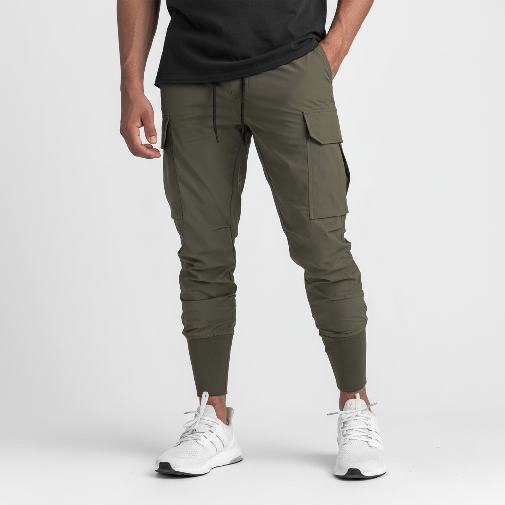 Sporty men's stretch jogger pants with pockets, perfect for athletic activities and comfortable everyday fashion.