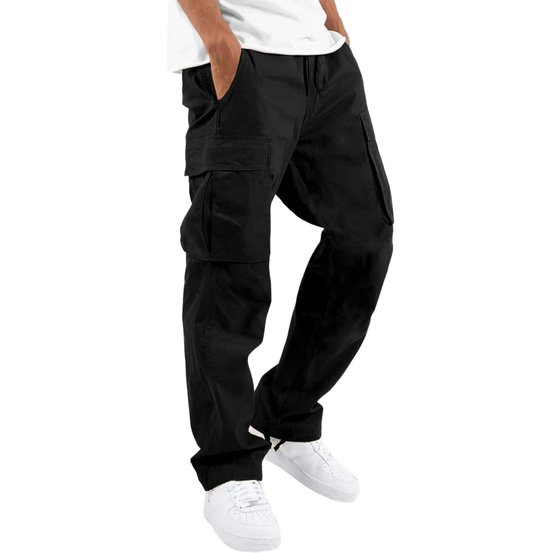 Men's versatile cargo joggers paired with a tee. Comfortable fit for active lifestyle, casual wear & men's fashion.