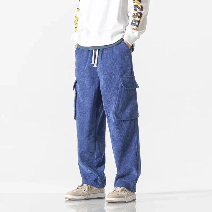 Men's comfortable drawstring cargo pants, relaxed fit for casual everyday wear.
