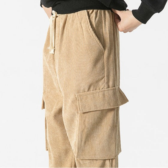 Everyday men's comfortable drawstring cargo pants, durable and stylish for casual outings.