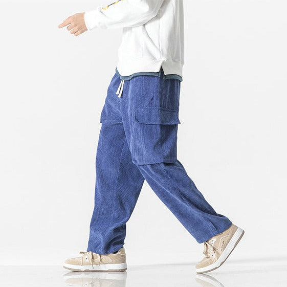 Men's utility cargo pants with multiple pockets, comfortable drawstring design for everyday.